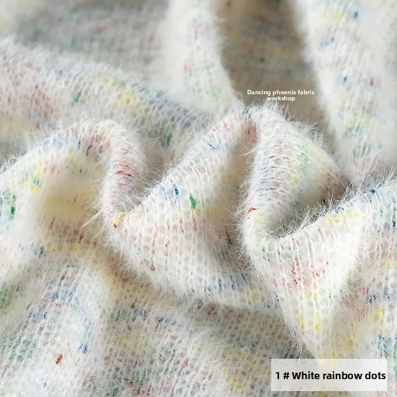 Rainbow Knitted Tweed Fabric By The Meter for Clothes Sweater Dress Jackets Hoodies Pants Bag Scarf DIY Sewing Cloth Soft Yellow